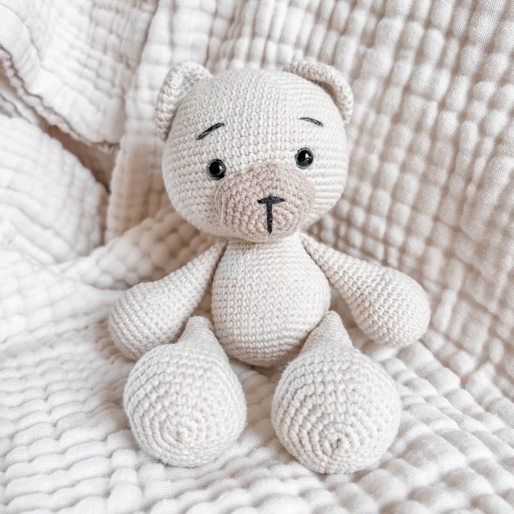 Handmade knitted teddy bear